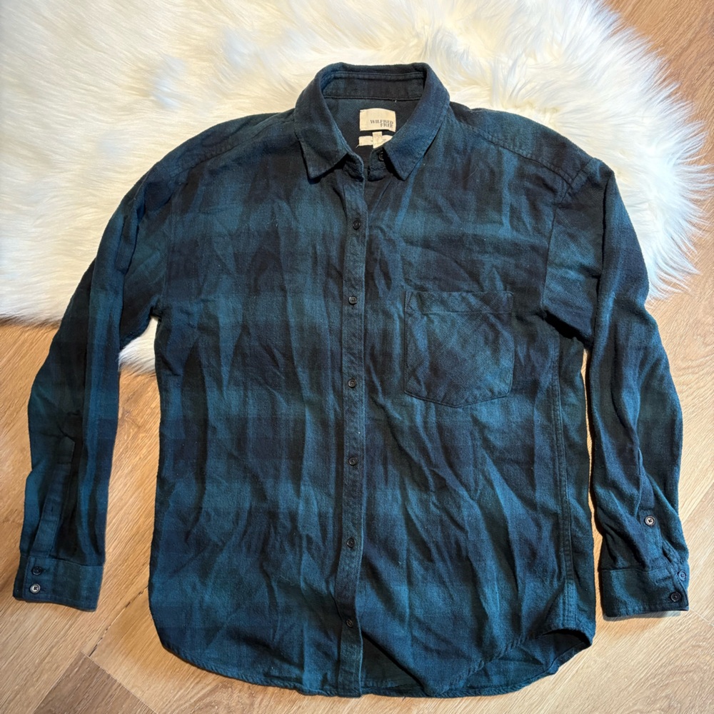 Wilfred Green Button Down Shirt Relaxed Linen Style